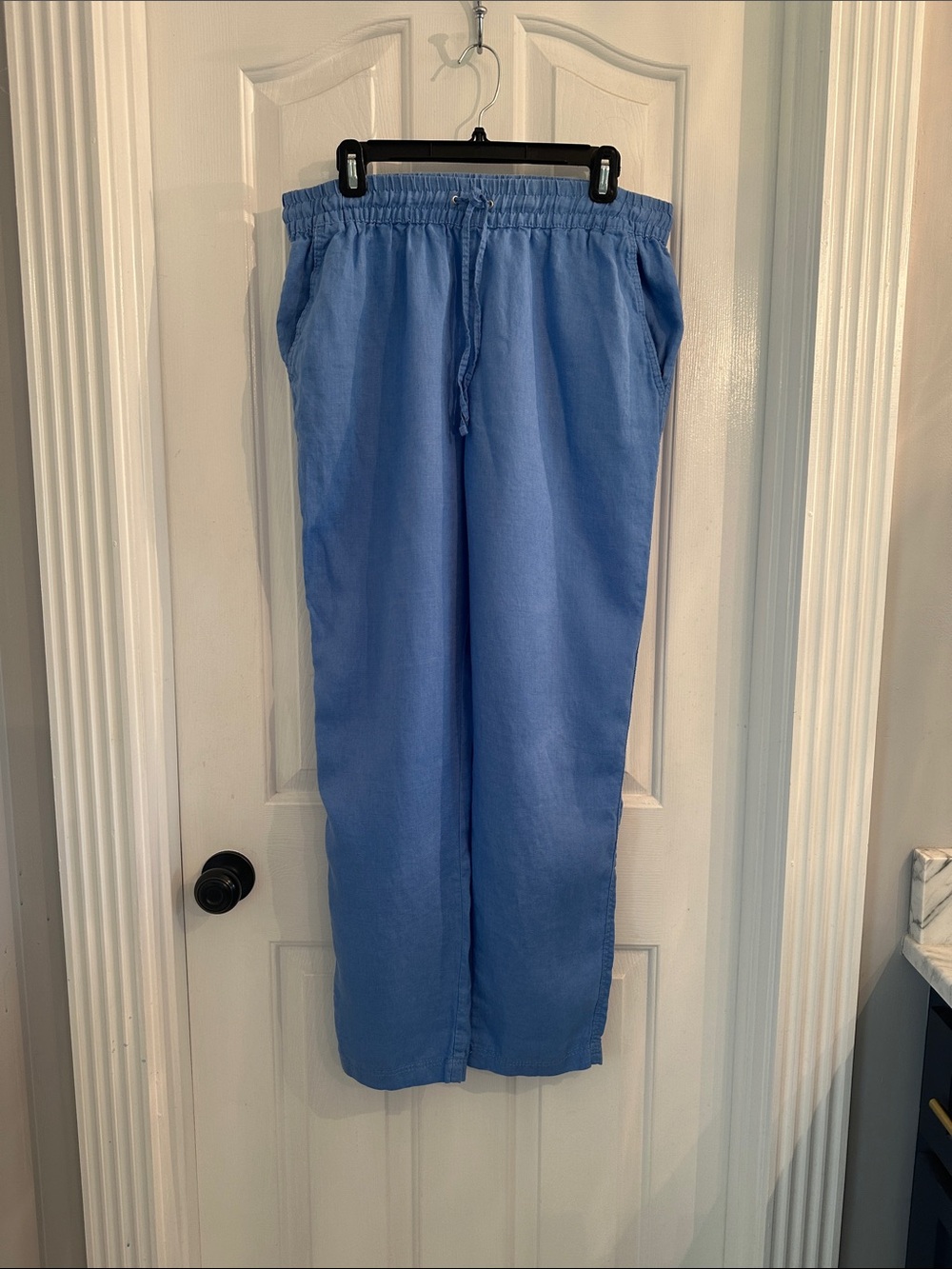 H&M Blue Linen Elastic Waist Pants